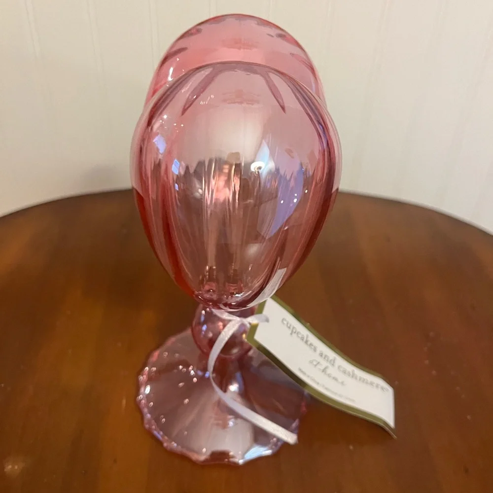 Cupcakes & Cashmere PINK Glass Heart Vase Valentines